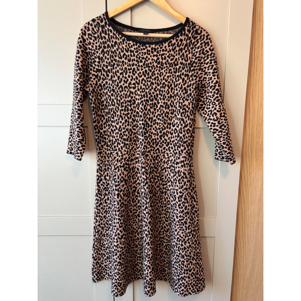 Leopard Print Cozy Sweater Dress 3/4 Sleeve M